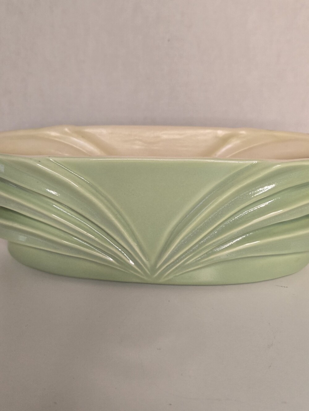Vintage Red Wing Pottery USA M-1479 Green Charles Murphy Chevron Planter MCM